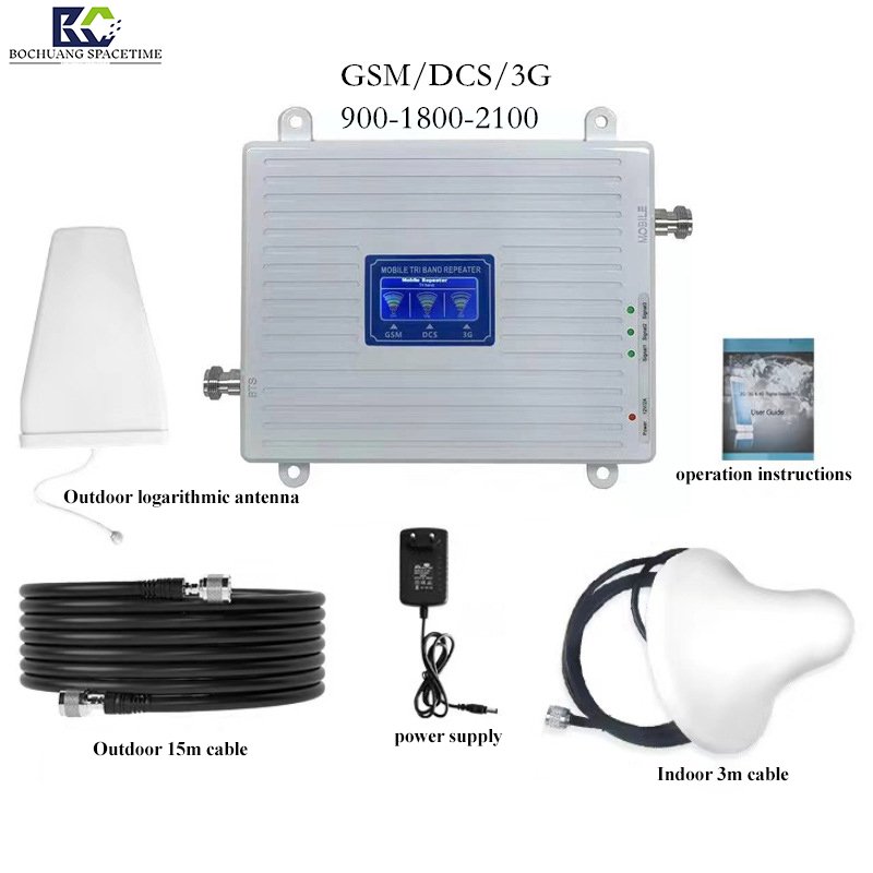 GSM/DCS/3G Tri Band Signal Network repeater signal booster repeater 500 square meters area high-power mobile signal amplifier